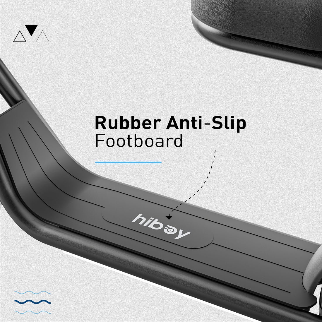 Close-up of the rubber anti-slip footboard on a Hiboy Q2 Lite kids electric scooter