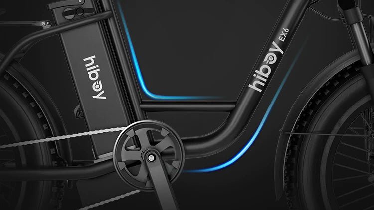 Hiboy EX6 step-thru electric bike ridden across sand
