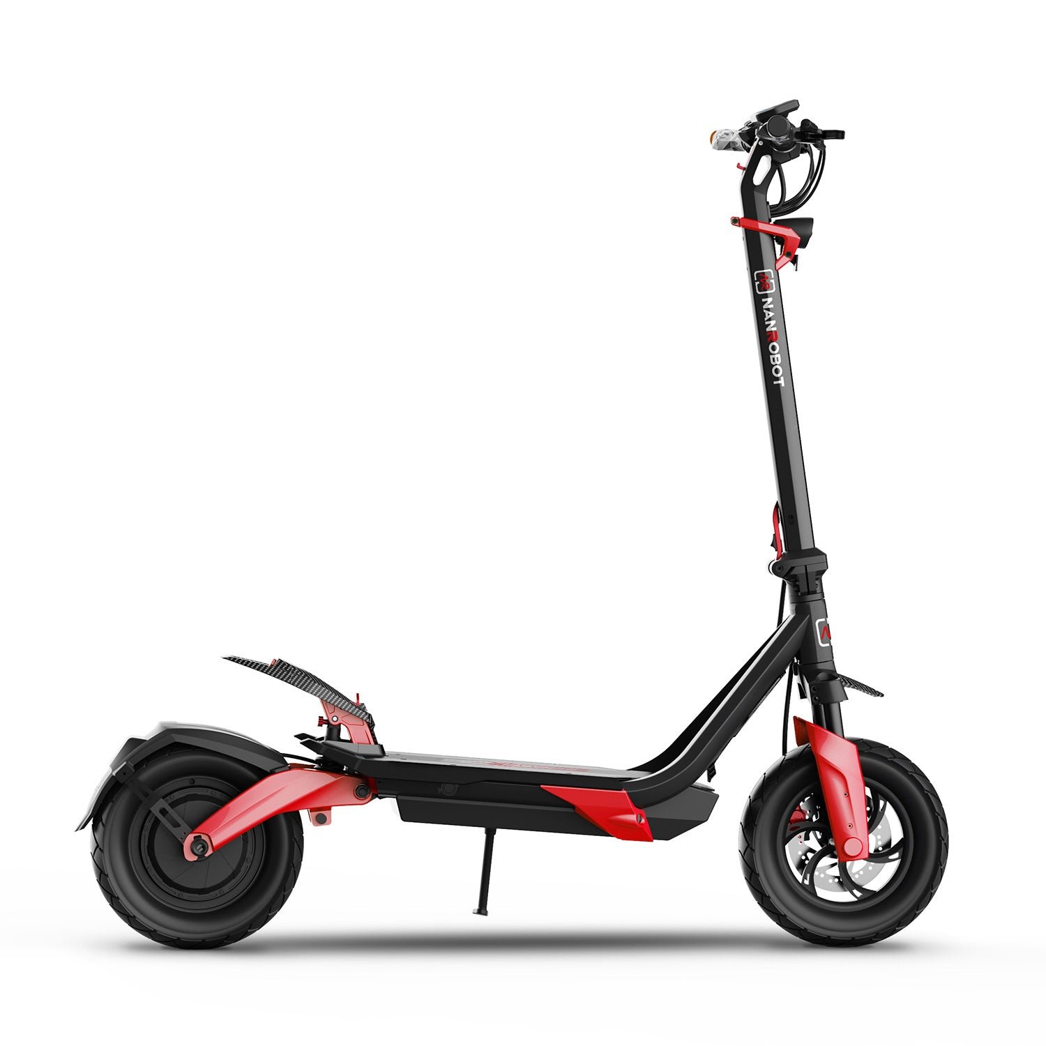 Nanrobot G4 electric scooter, right side view showing suspension and 12-inch tires