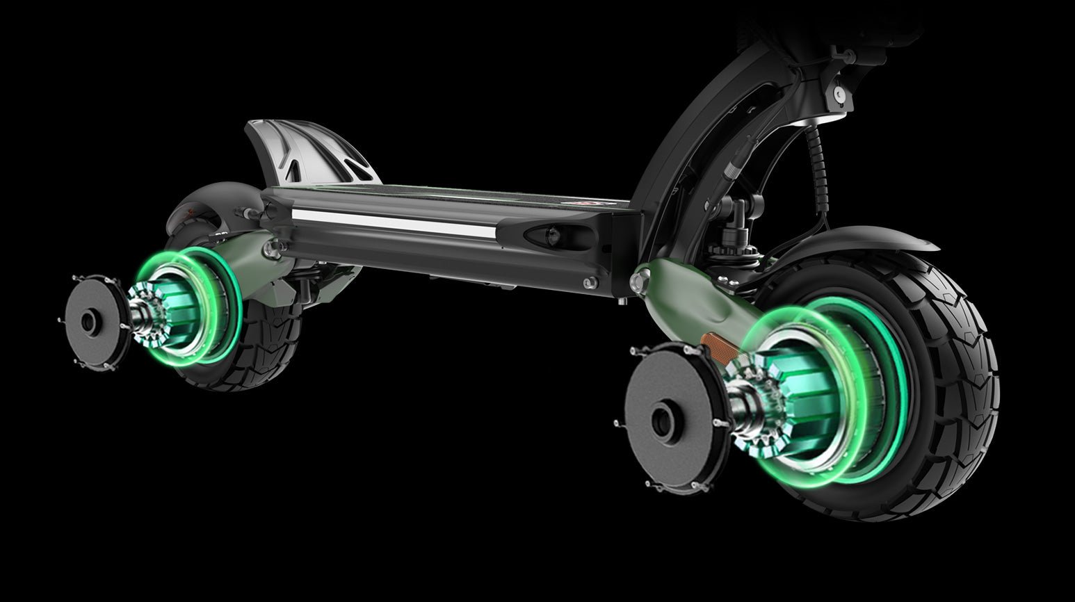 Both Nanrobot D6+MAX quick-release hub motors glowing green while detached