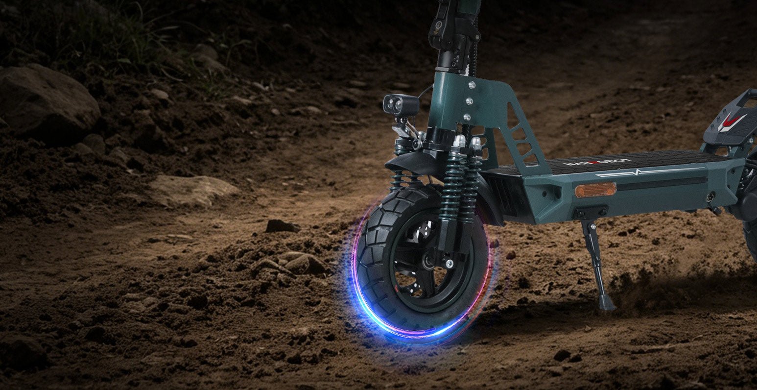 Nanrobot G1 front off-road tire biting into a dirt trail