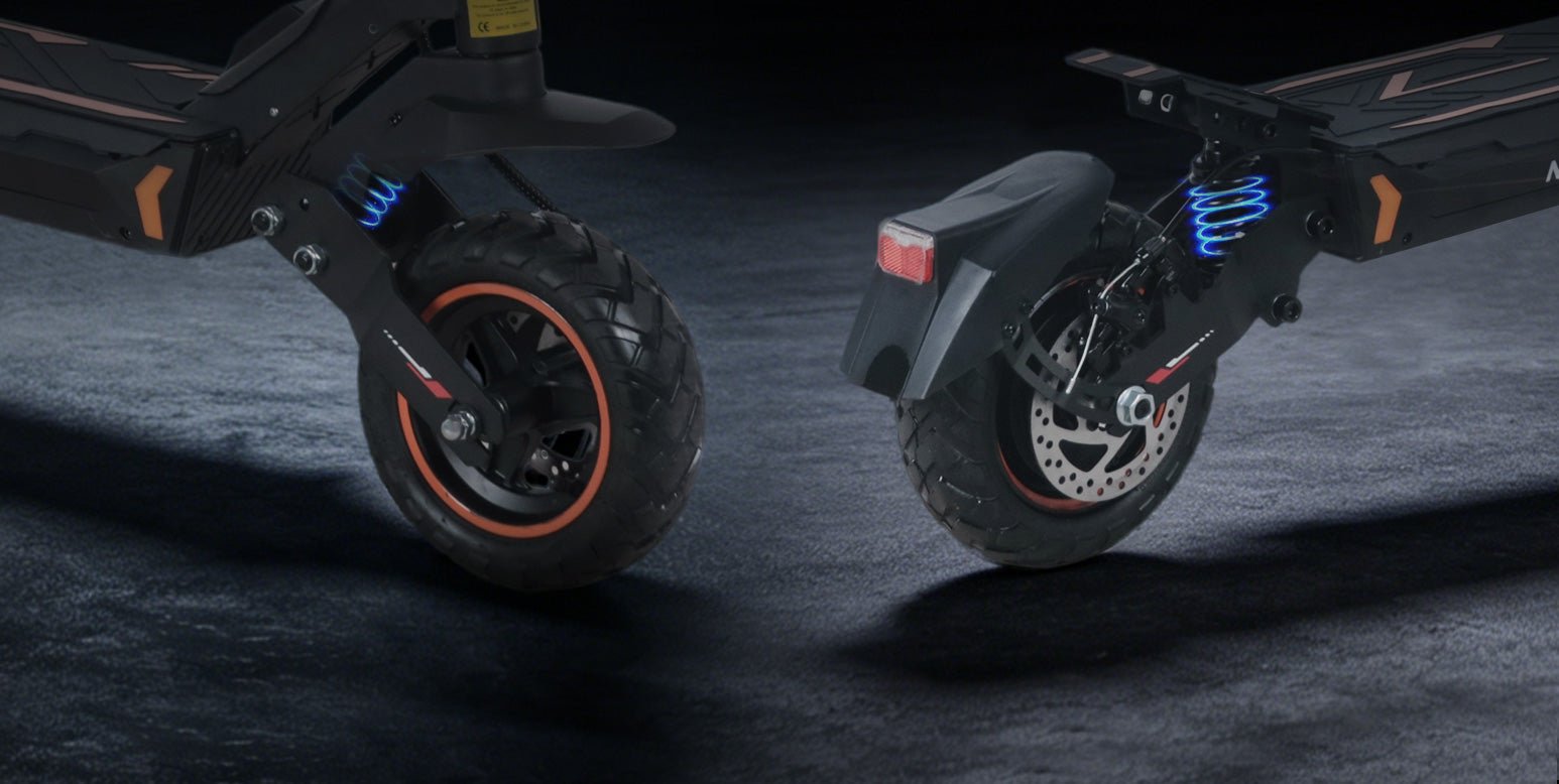 Nanrobot G2 front and rear spring suspension highlighted in blue
