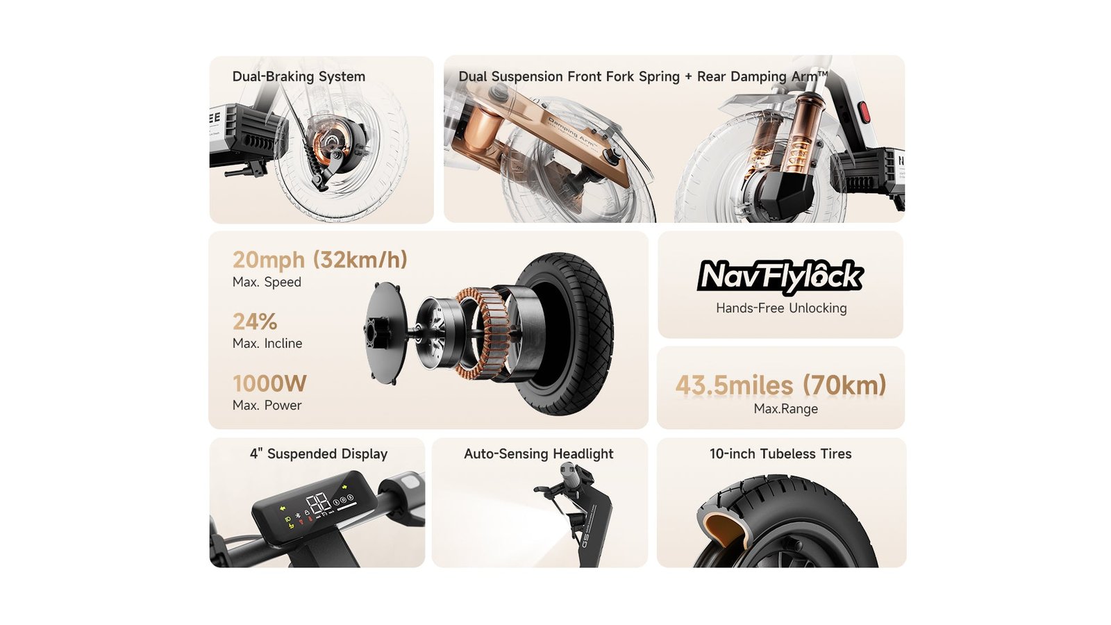 NAVEE G5 Max electric scooter, product photograph by NAVEE
