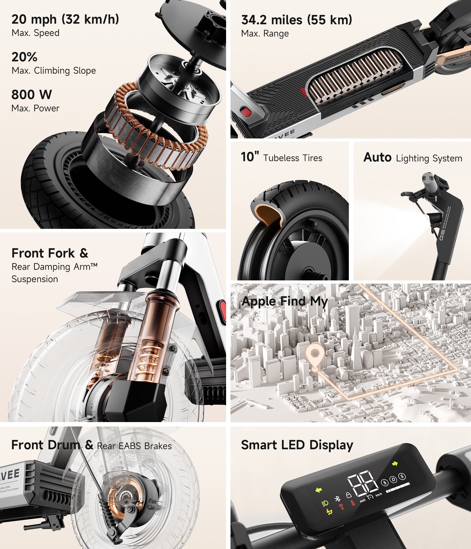 NAVEE G5 Pro electric scooter, product photograph by NAVEE
