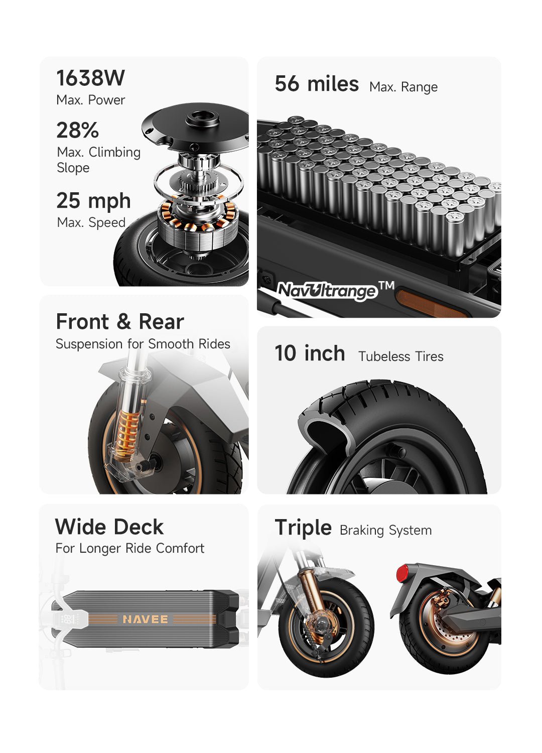NAVEE GT5 Max electric scooter, product photograph by NAVEE