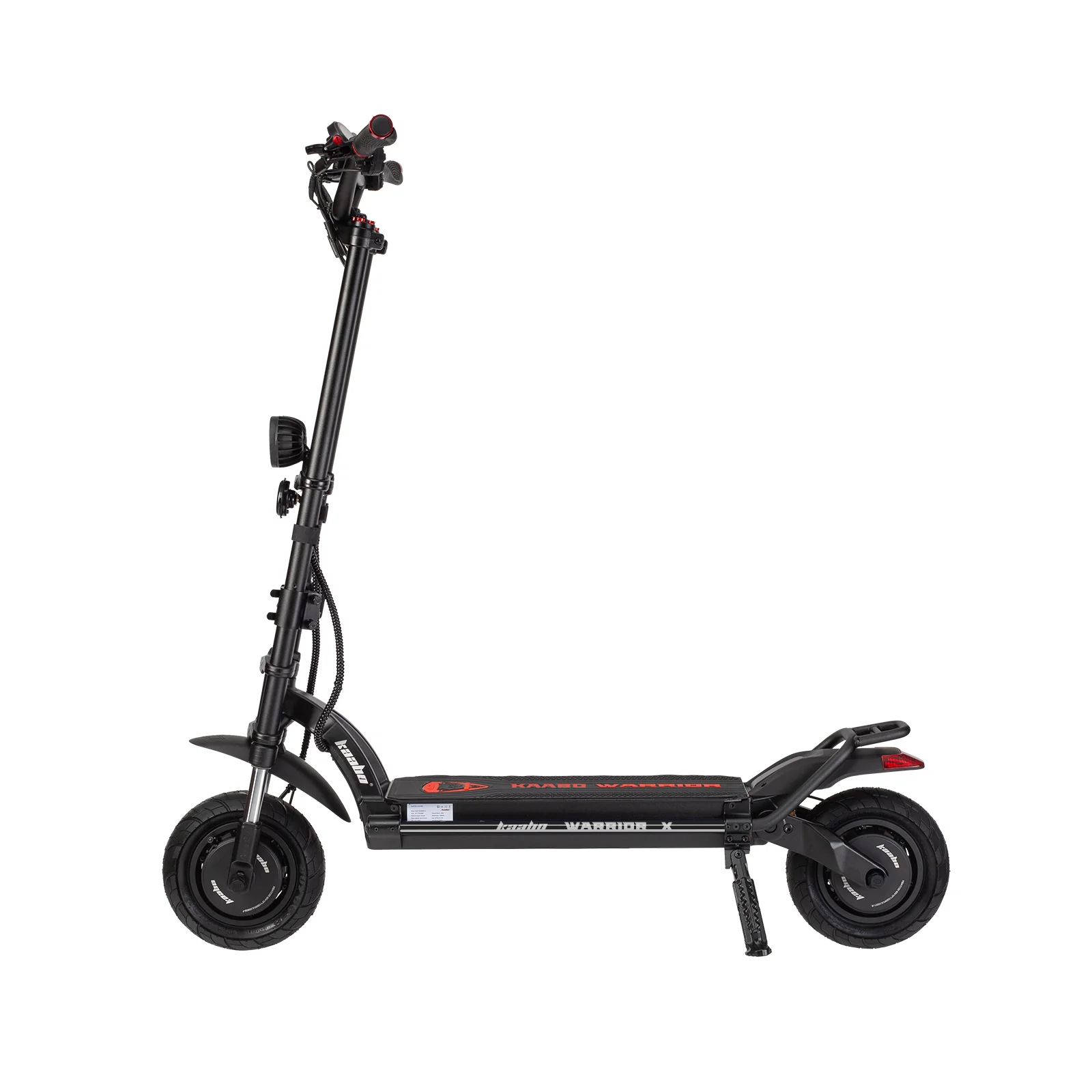 Kaabo Warrior X Plus electric scooter showing dual stem front end and suspension