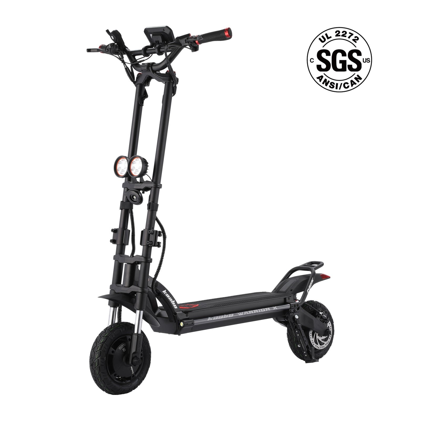 Kaabo Warrior X Max electric scooter in black, front three-quarter studio view