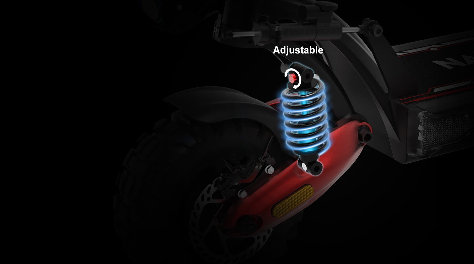 Adjustable KKE hydraulic shock absorber on the Nanrobot LS7+ 72V