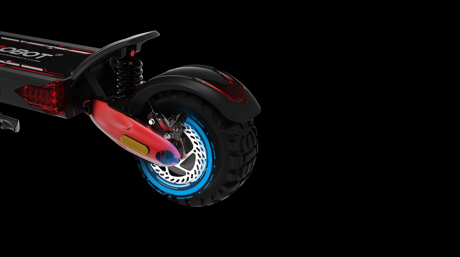 Wheel, brake and swingarm detail of the Nanrobot LS7+ 72V