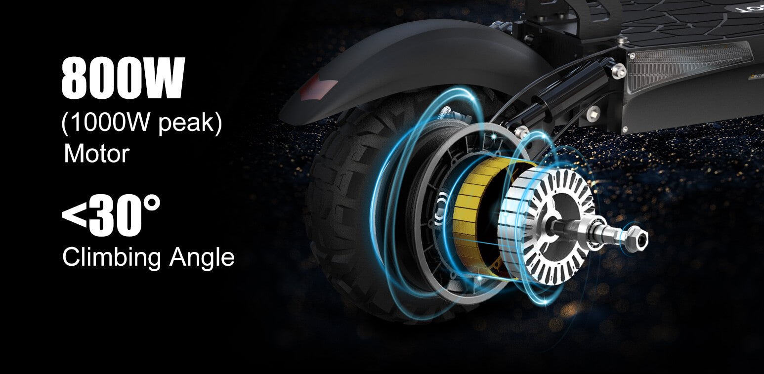 Exploded Nanrobot T1 800W rear motor with 1000W peak and 30-degree climbing callouts