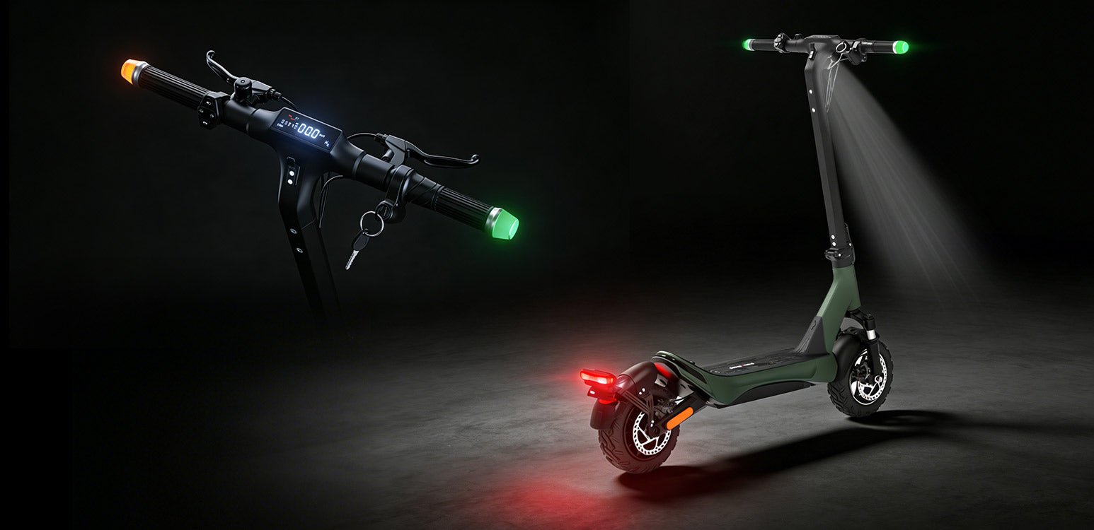 Nanrobot C1 Pro tubeless tires glowing white on both wheels