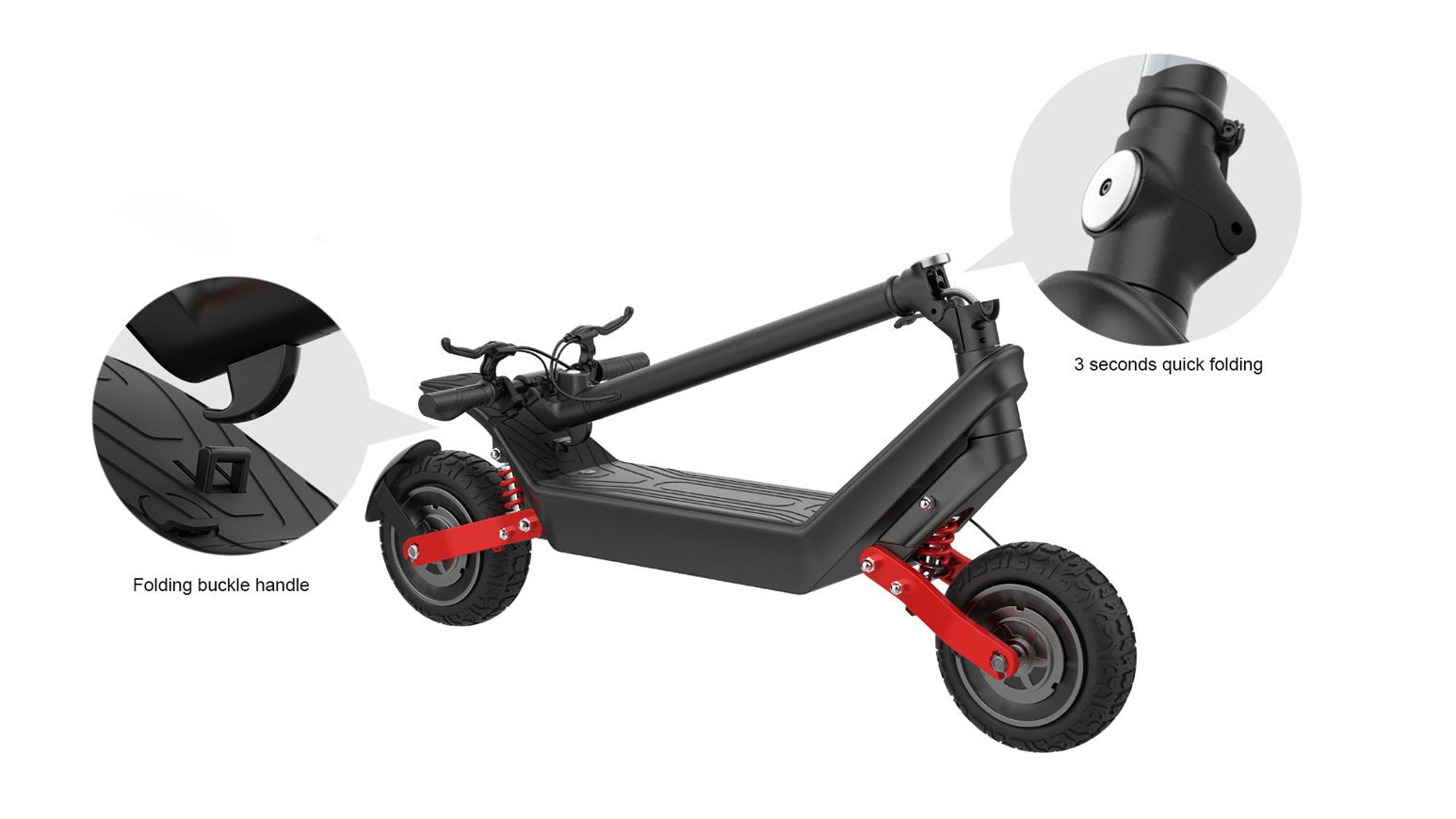 Nanrobot X10 folded with its 3-second quick-folding buckle highlighted