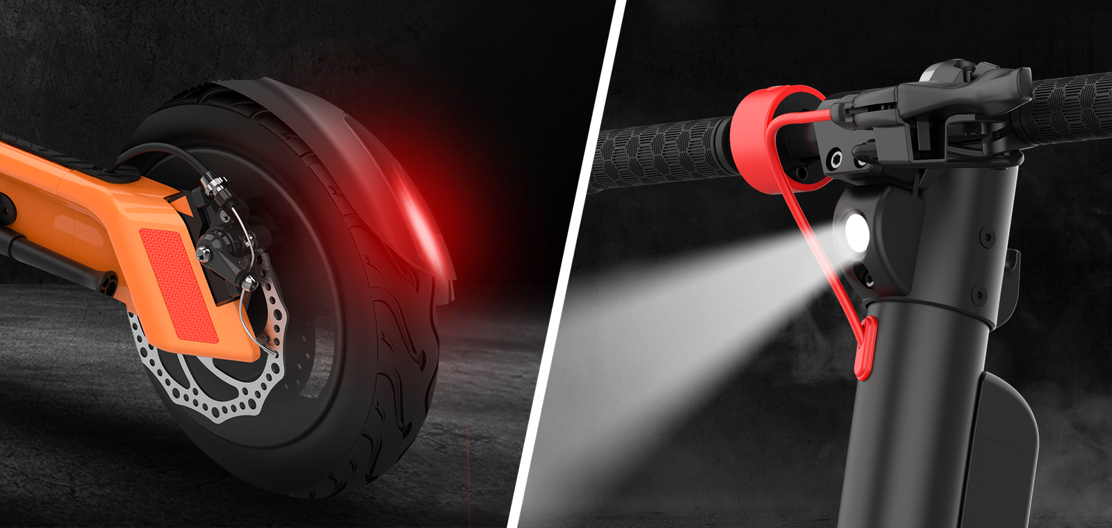 Nanrobot X8 tail light and headlight side by side