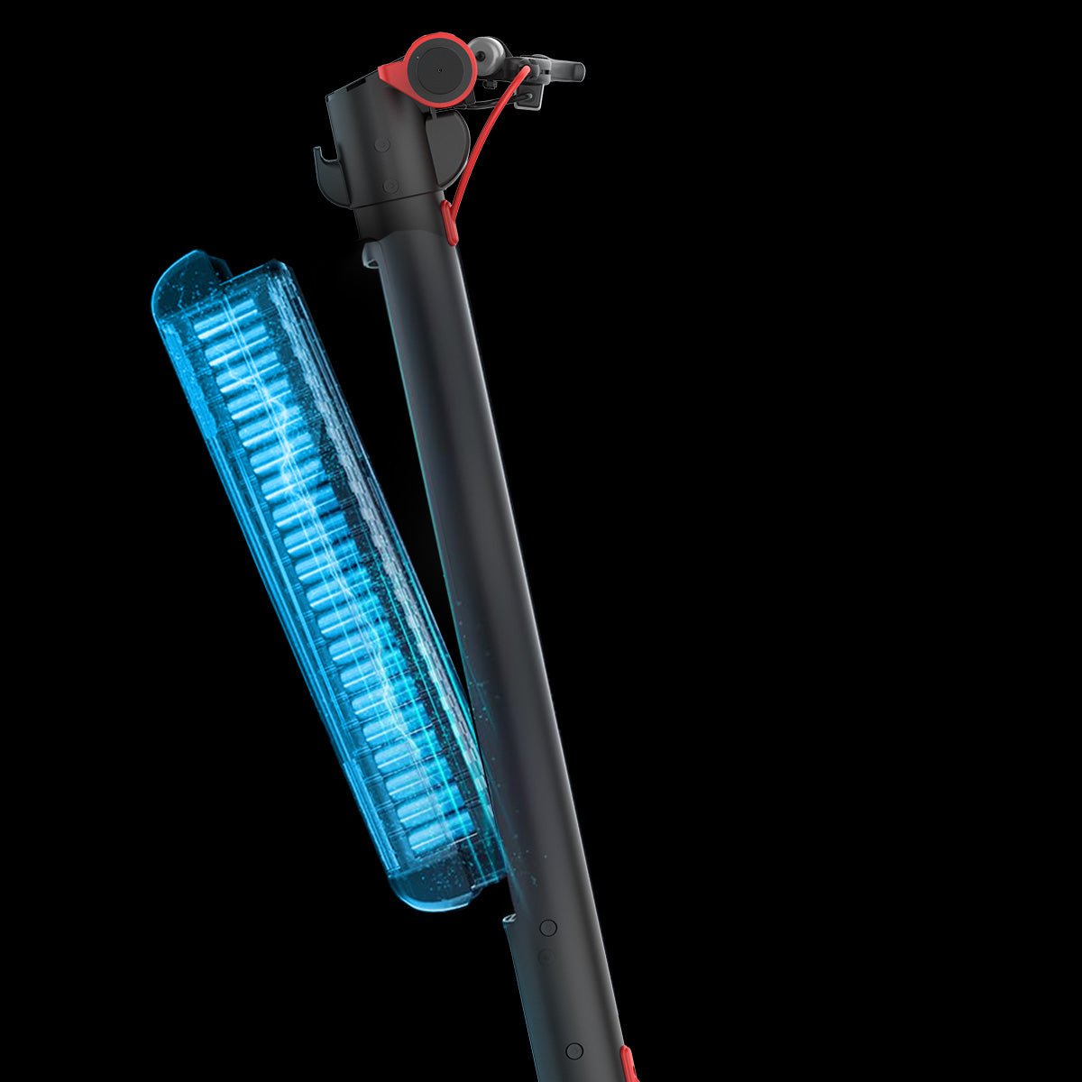 Glowing removable battery inside the Nanrobot X8 stem