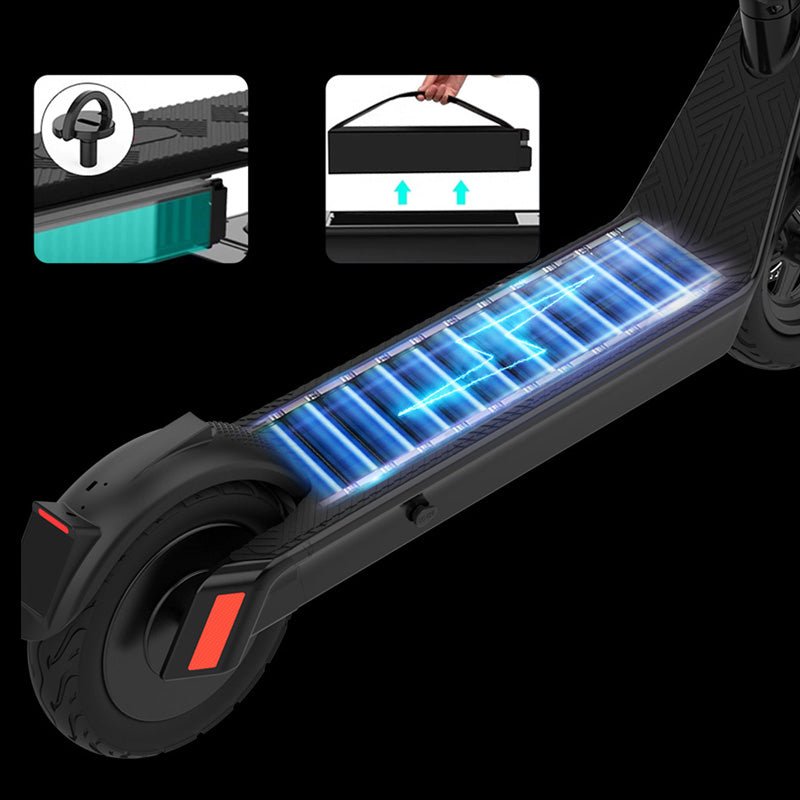 Nanrobot X9 Pro Max removable battery glowing in the stem with its carry handle shown