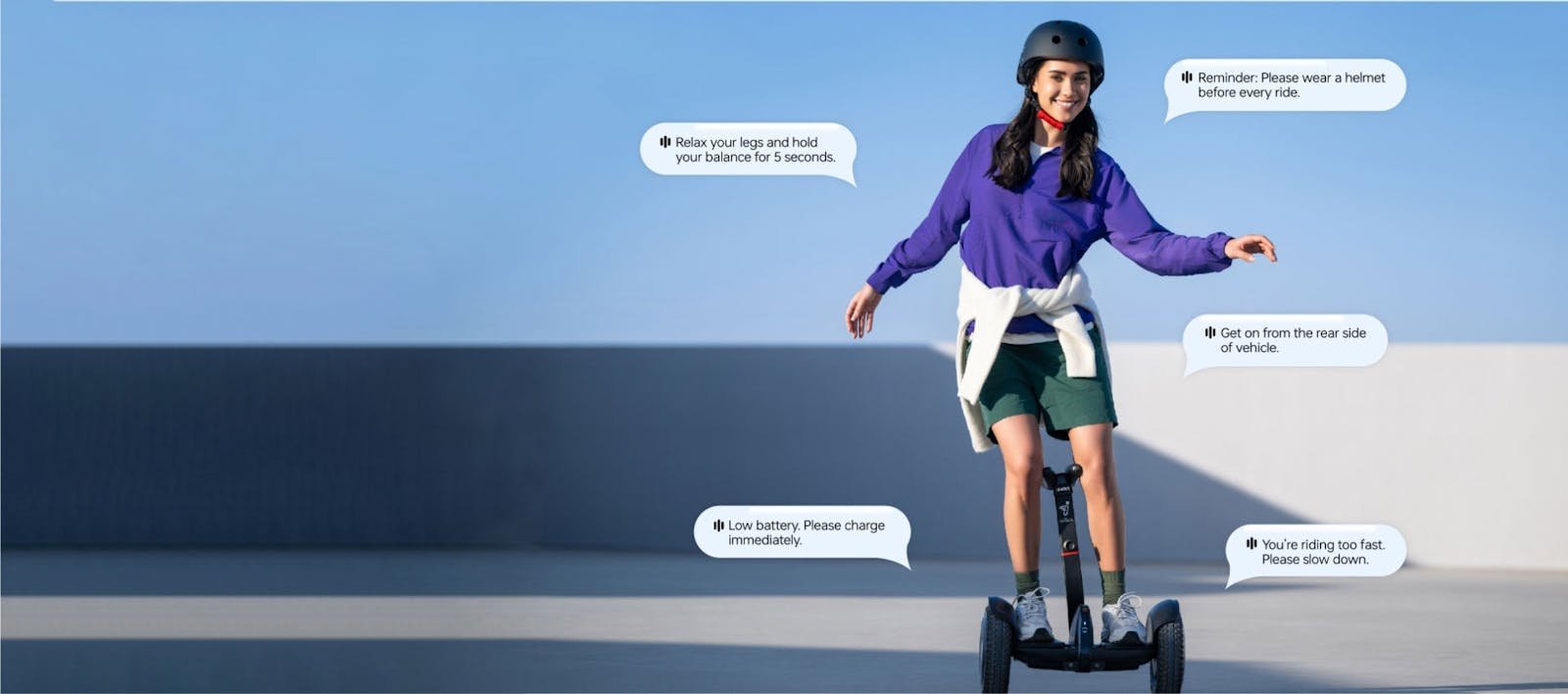 A rider learning on the Segway Ninebot S2 self-balancing electric scooter