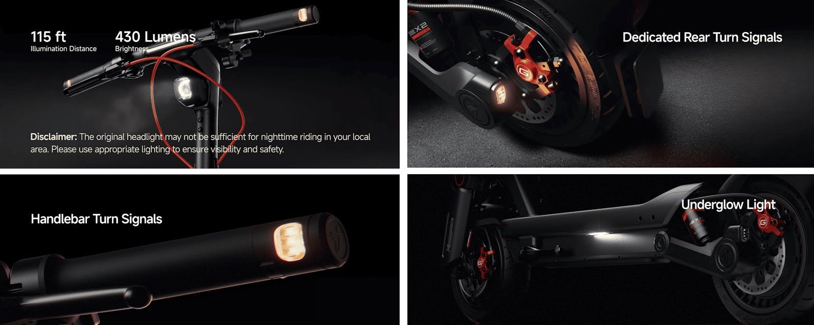 The automatic 6W headlight on the Segway MAX G3 Plus electric scooter