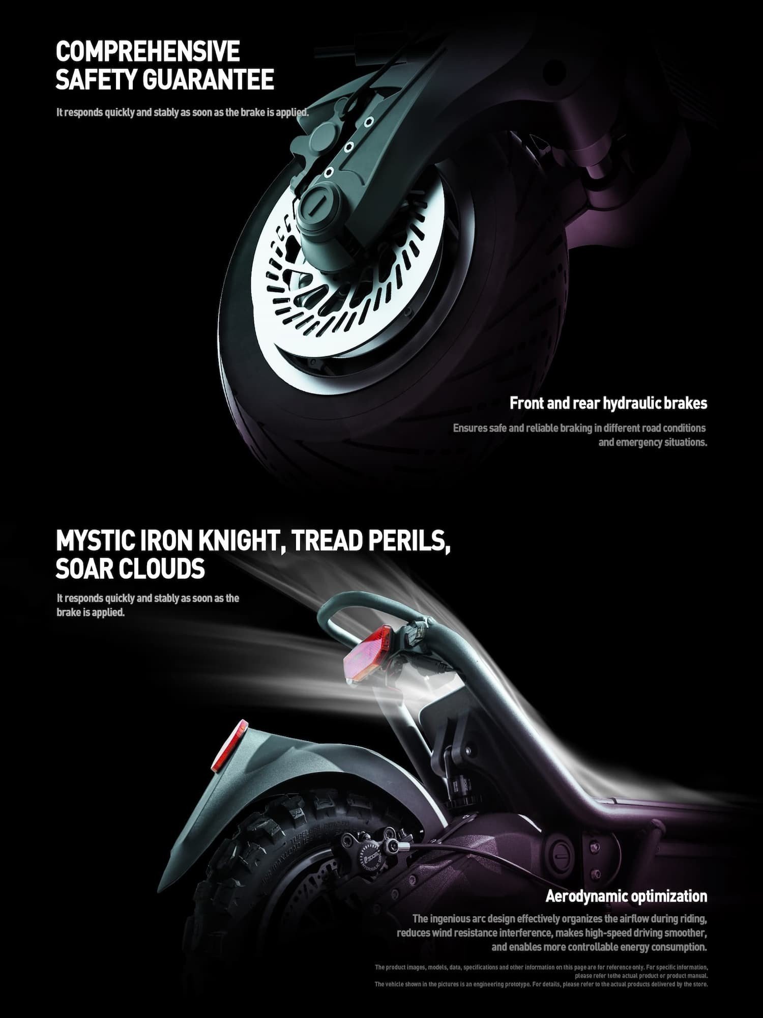 Joyor's official E6-S presentation: hydraulic brakes and front tread detail