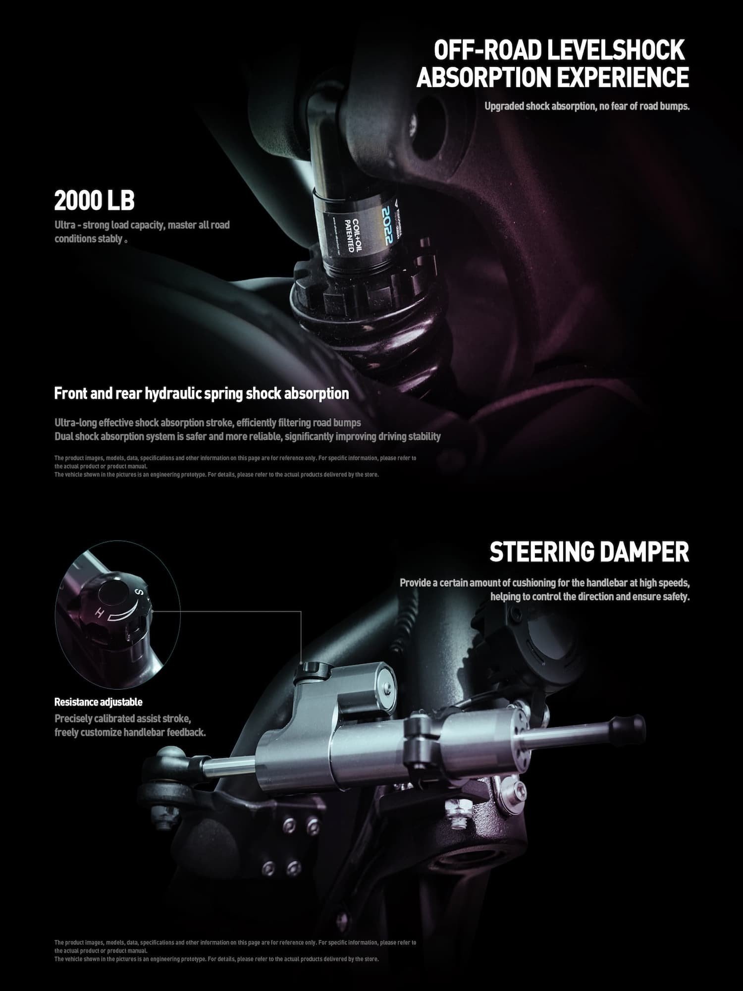 Joyor's official E6-S presentation: 2000 lb hydraulic shock absorption and steering damper