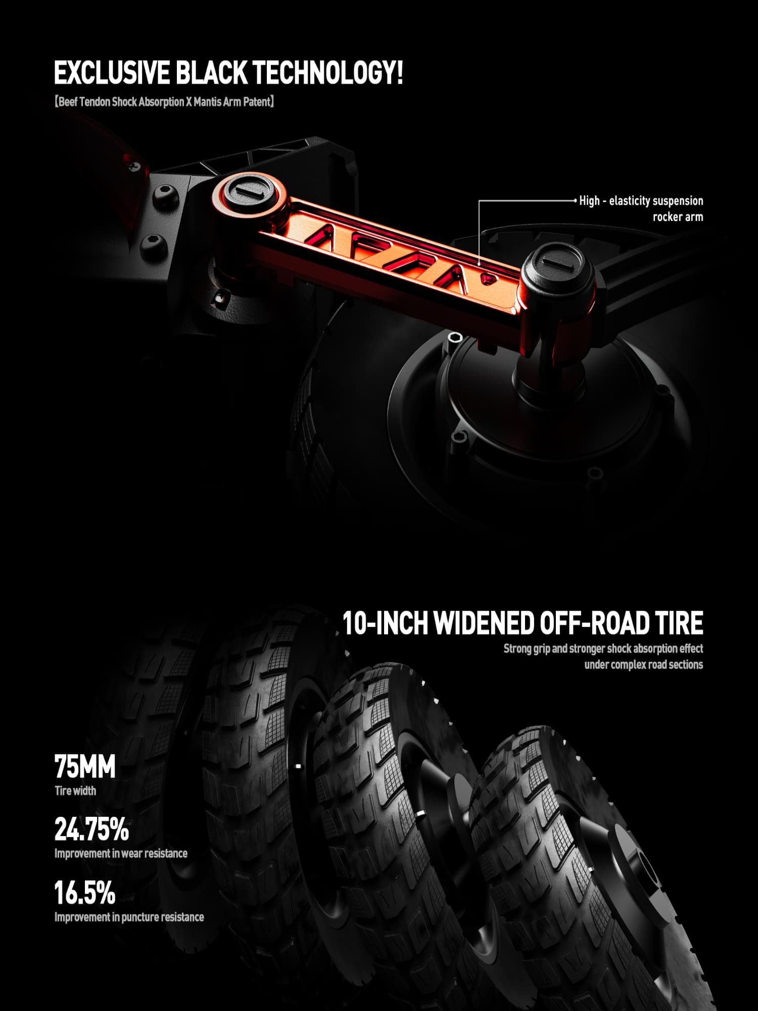 Joyor's official S10S-Z presentation: widened 10-inch off-road tires with tread figures