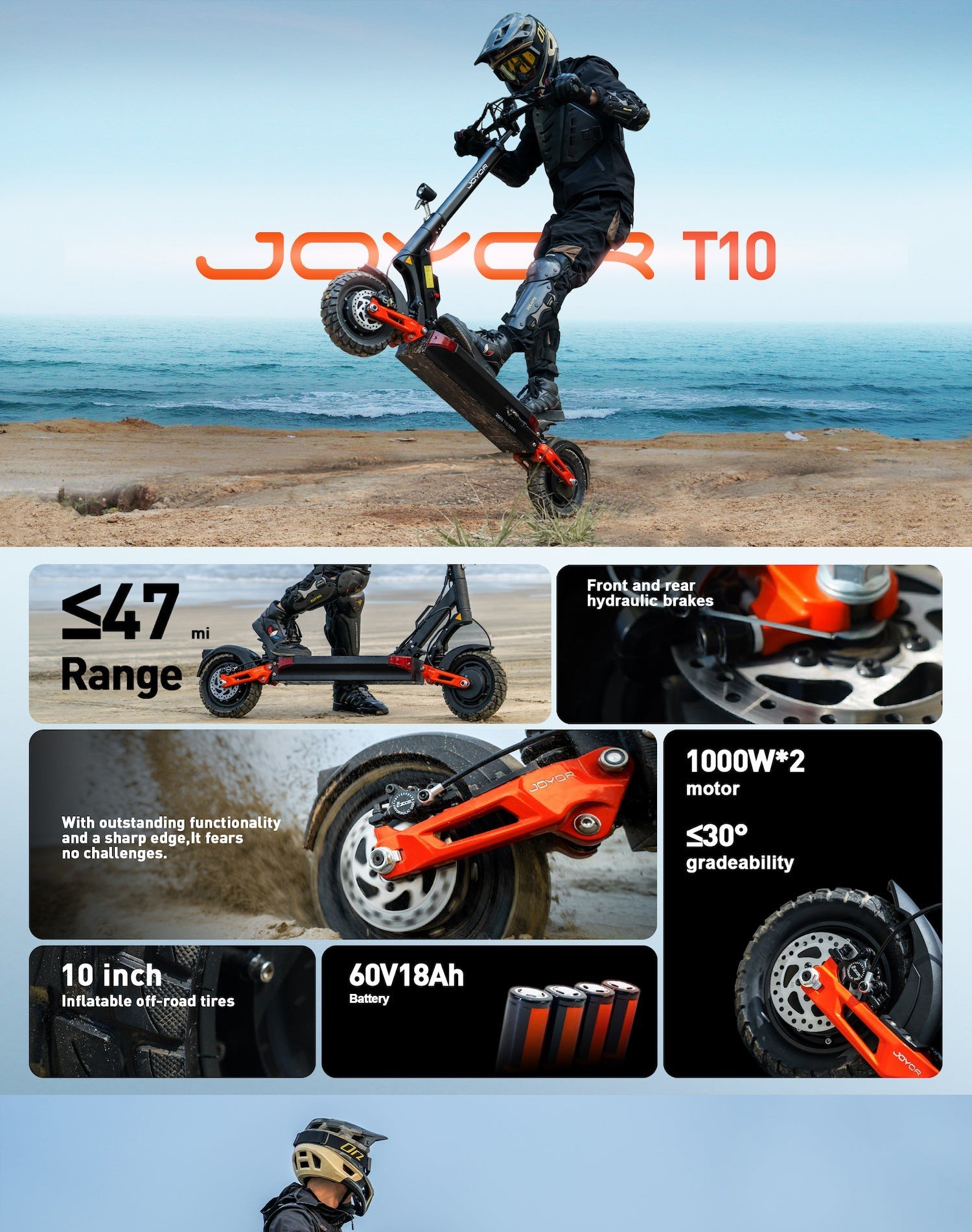 Joyor's official T10 presentation: beach action opener with range, motor and tire headline figures
