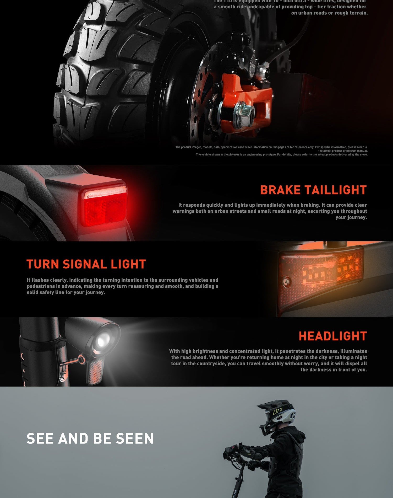 Joyor's official T10 presentation: off-road tires, brake taillight and turn signal light