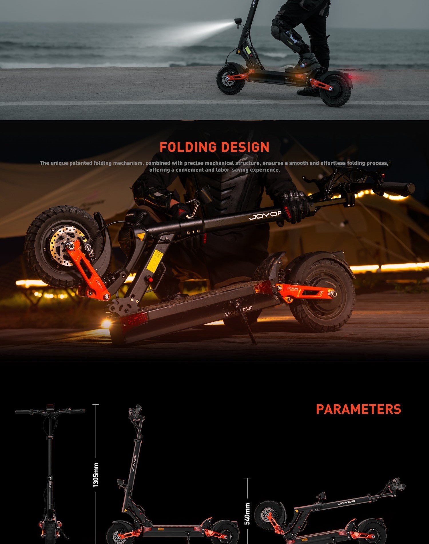 Joyor's official T10 presentation: headlight, visibility and folding design