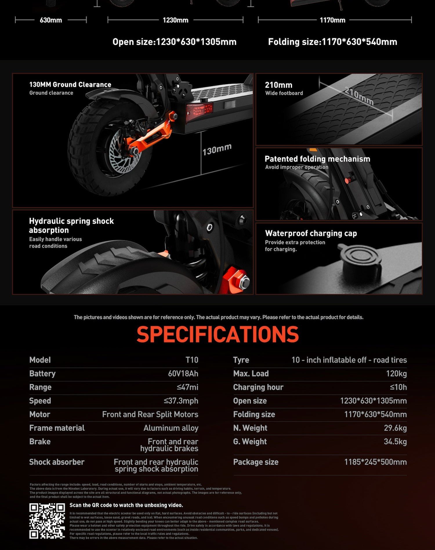 Joyor's official T10 presentation: dimensions, waterproof charging cap and specification table