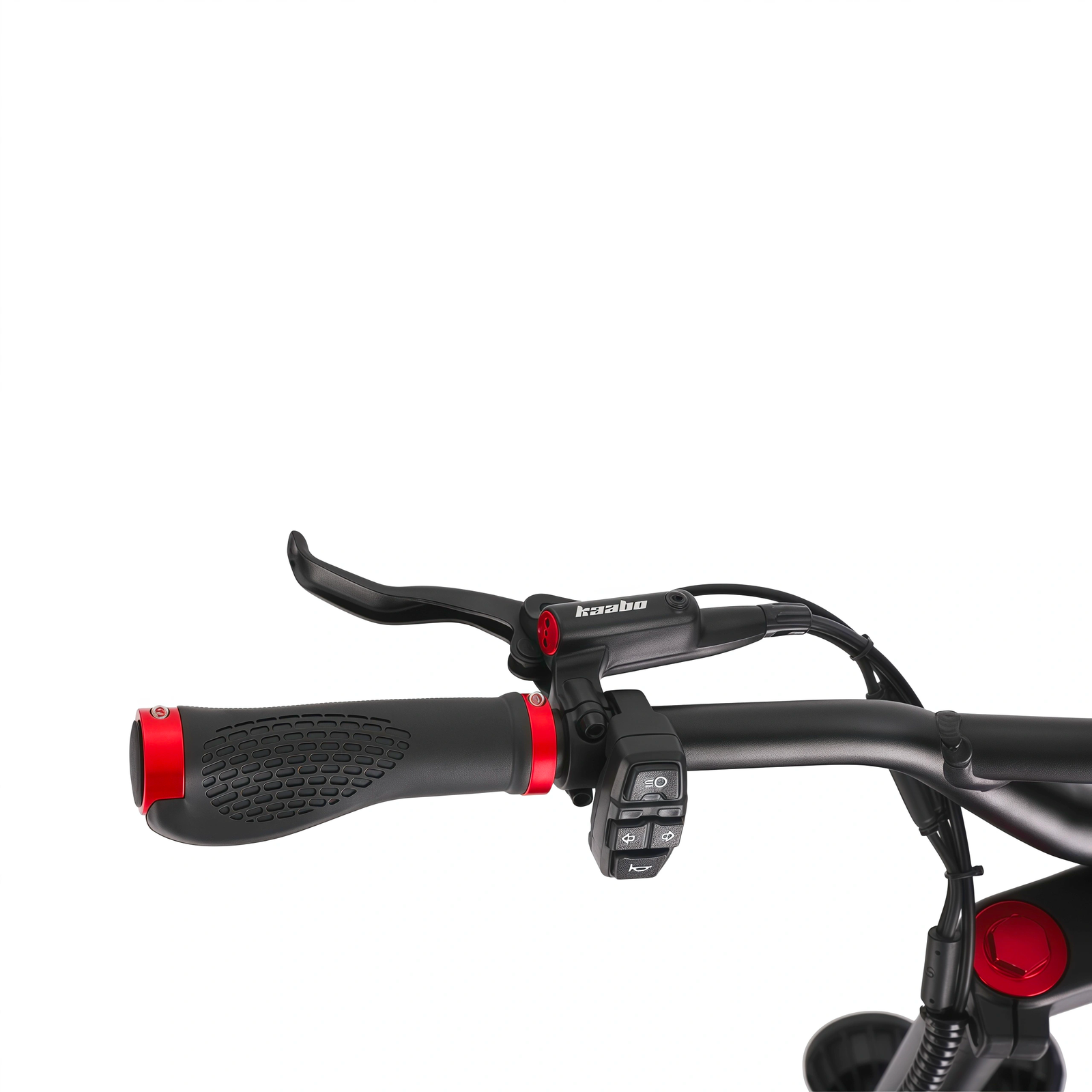 Brake lever, switches and display controls on the Kaabo King GT Pro handlebar