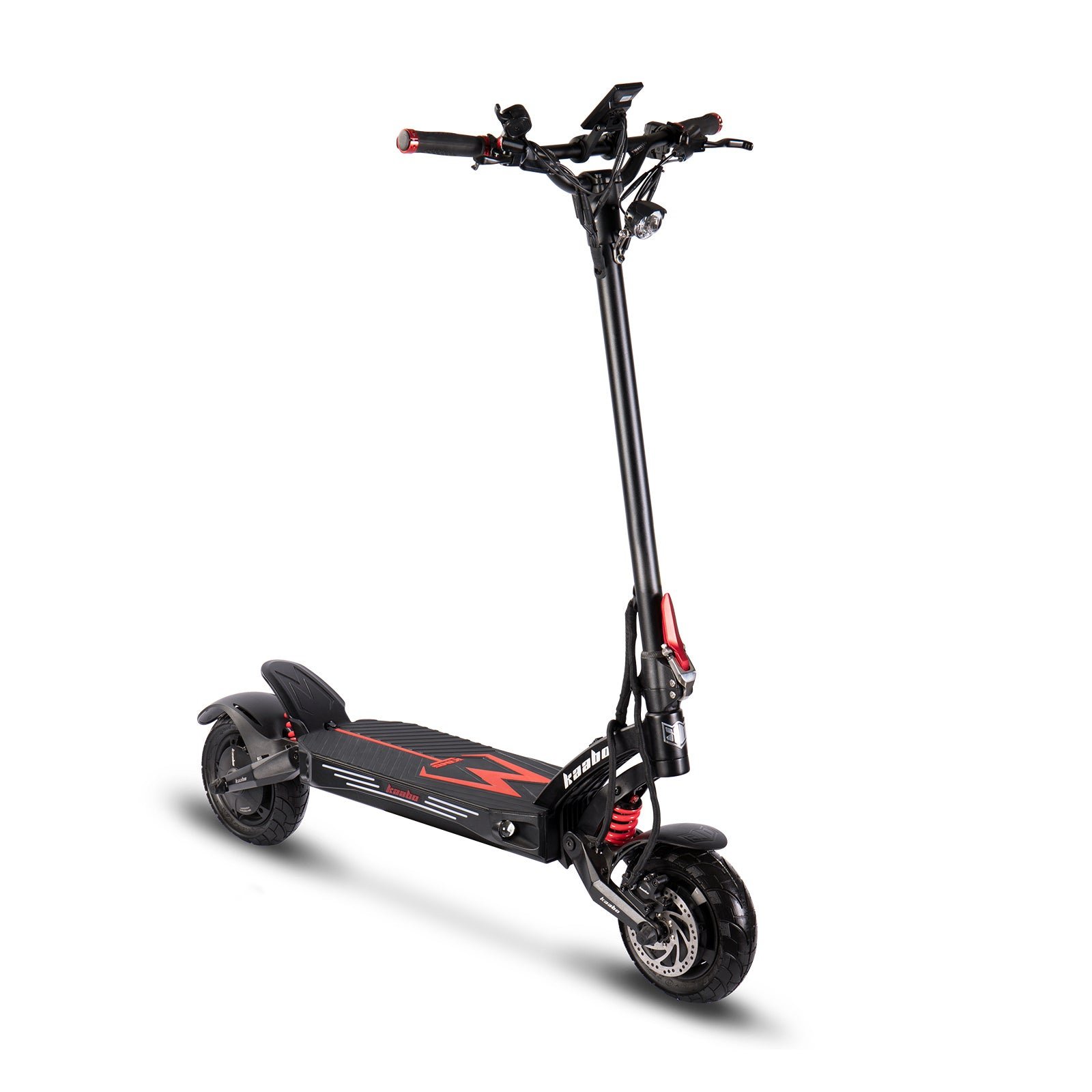 Kaabo Mantis King GT electric scooter showing both wheels and adjustable suspension