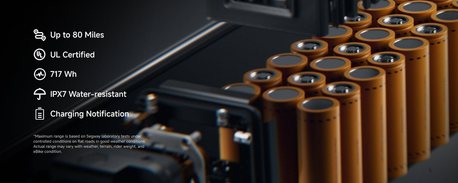 The UL-certified battery on the Segway MUXI cargo electric bike