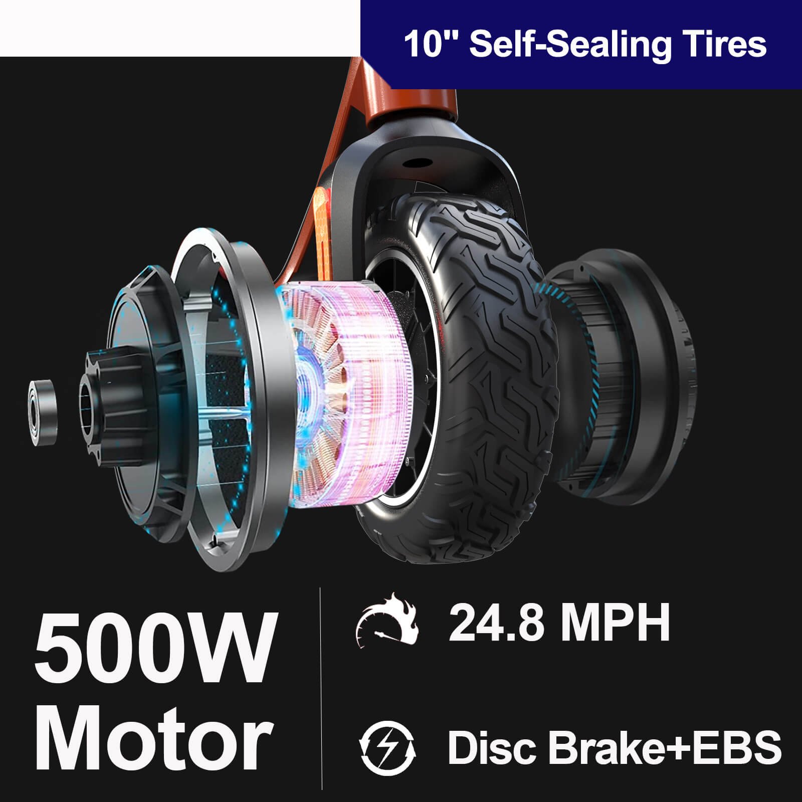 Cutaway graphic of the Nanrobot C1 motor and self-sealing tire
