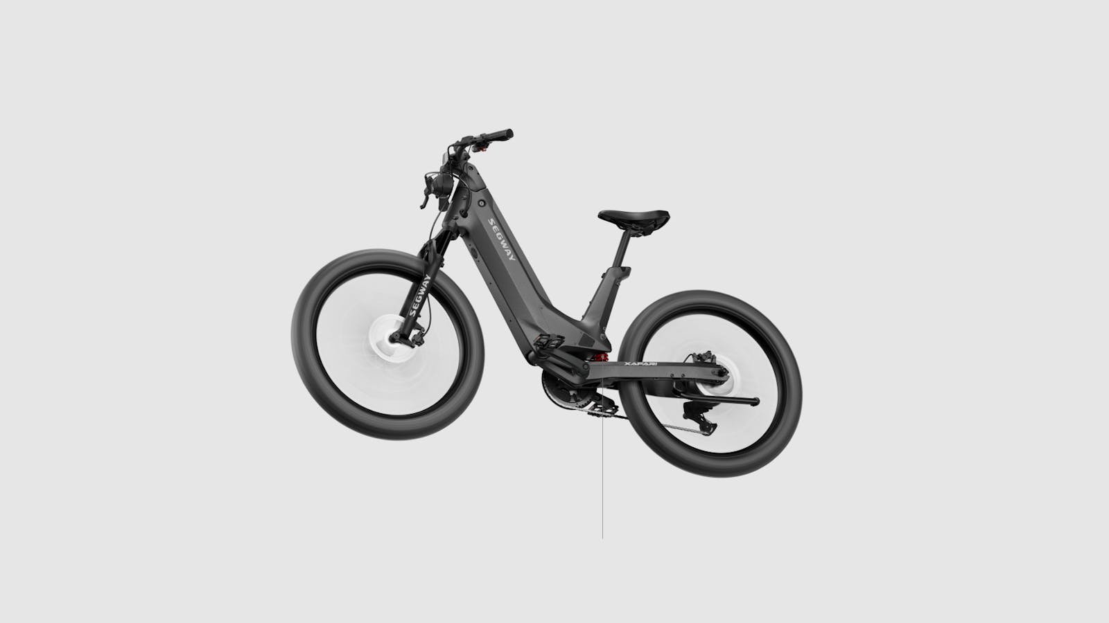 The adjustable front suspension on the Segway Xafari electric bike
