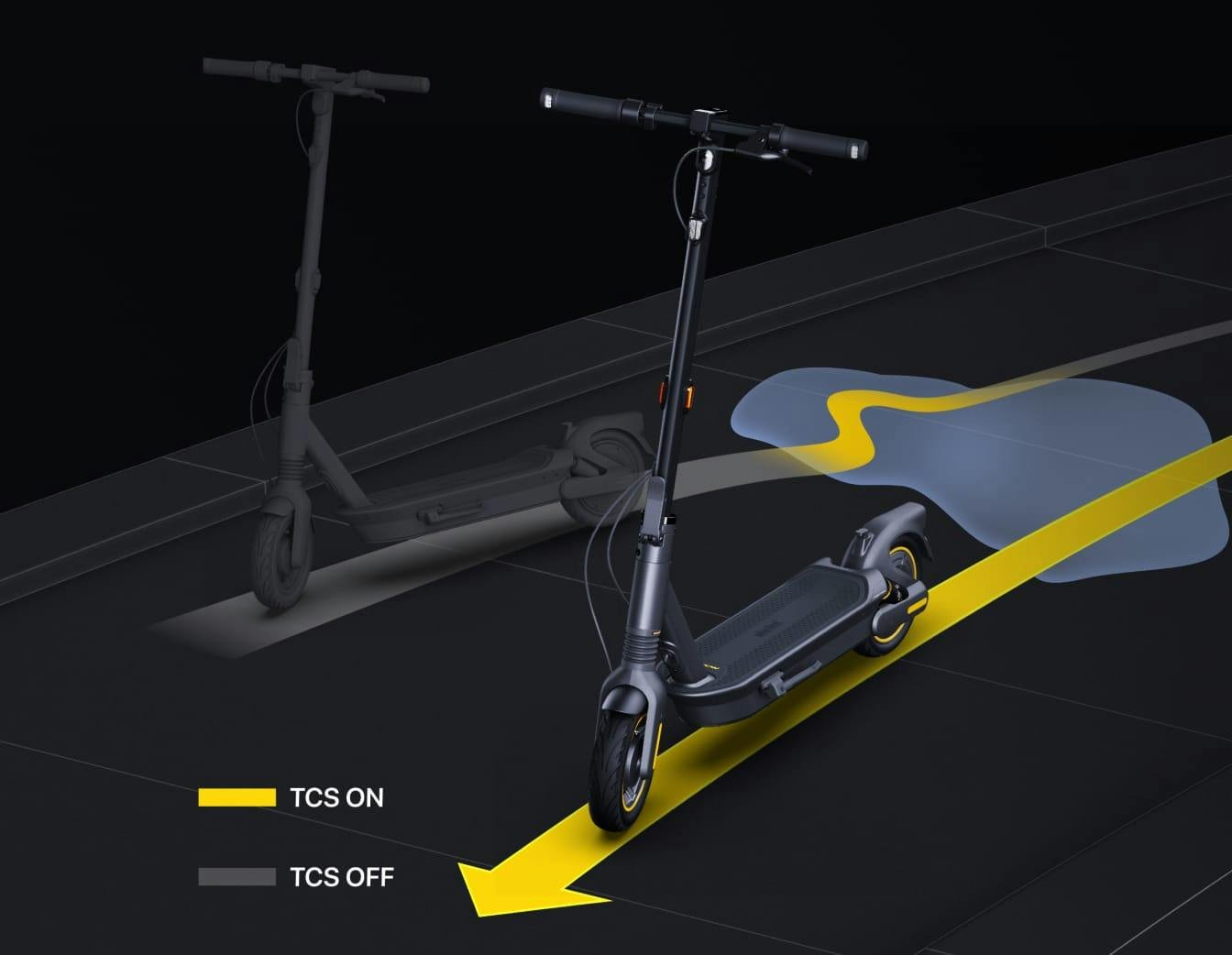 Segway Ninebot Max G2 electric scooter with traction control on and off paths compared