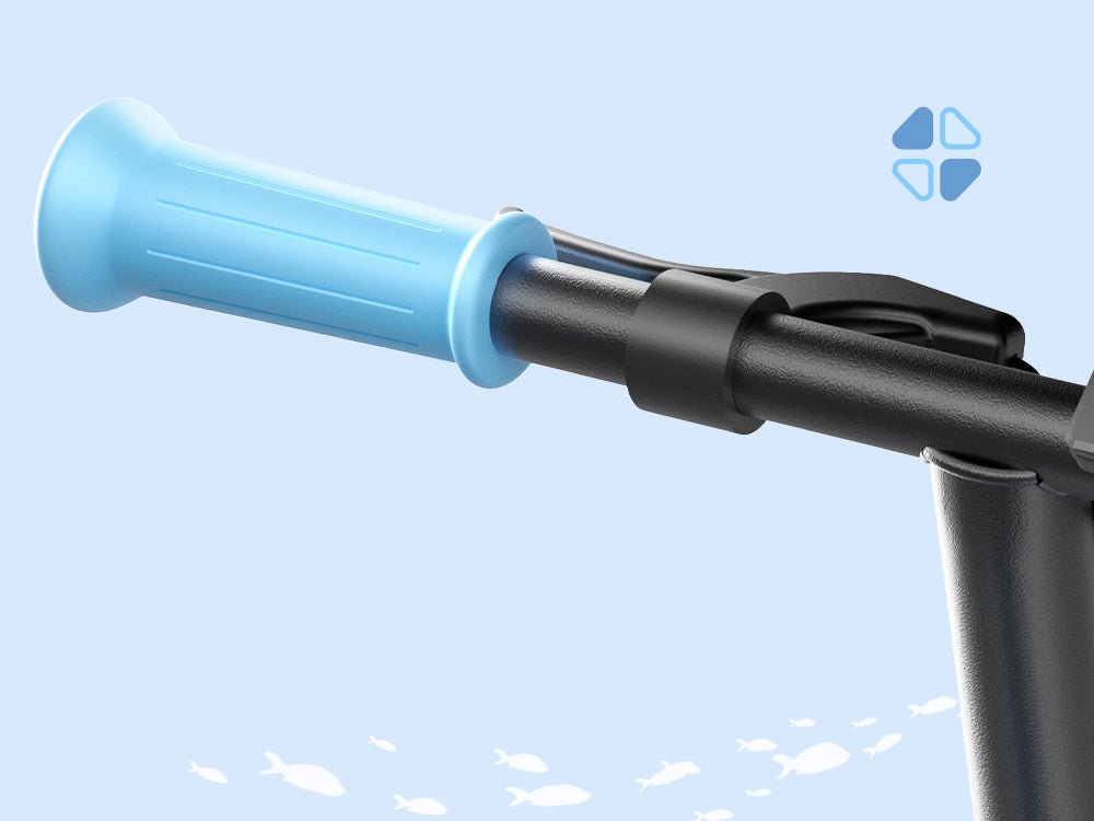 Soft blue silicone handle grip on the Hiboy Joy Haul kids electric scooter