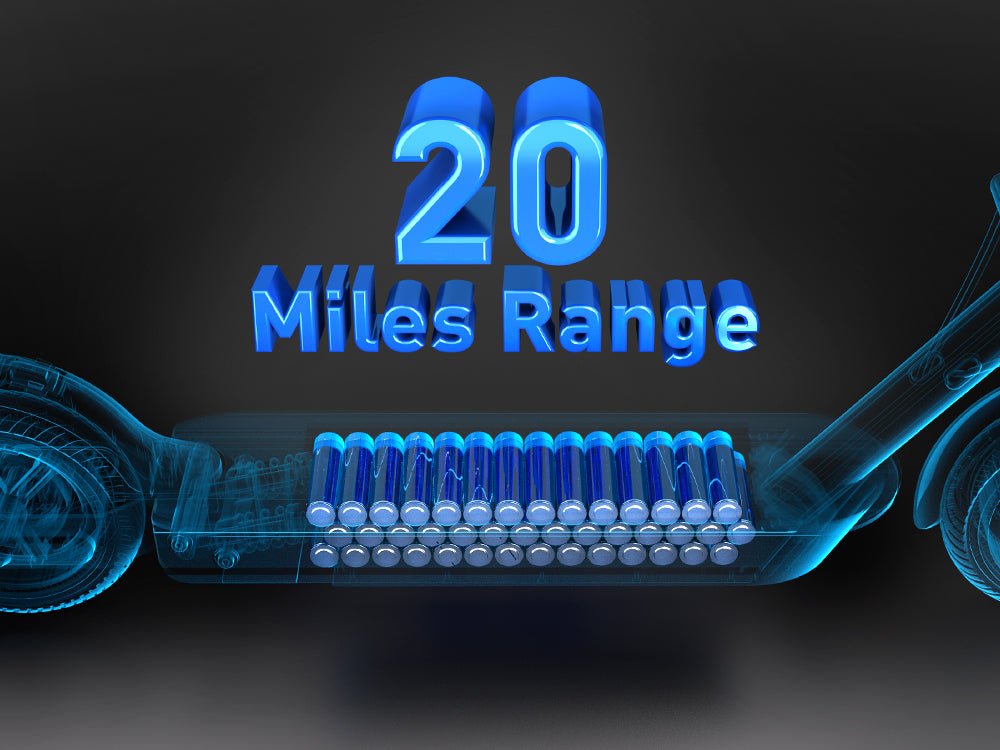 X-ray view of the battery cells inside the Hiboy S2 Nova electric scooter deck with 20 miles range graphic