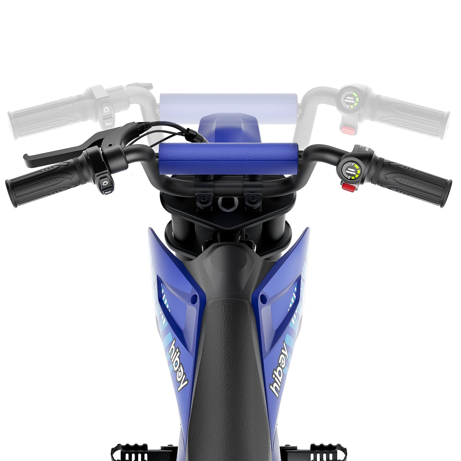 Adjustable handlebar of the Hiboy DK2 kids electric dirt bike shown in two positions