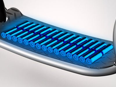 Illustration of the 48V 10Ah battery cells inside the deck of the Hiboy VE1 Pro electric scooter