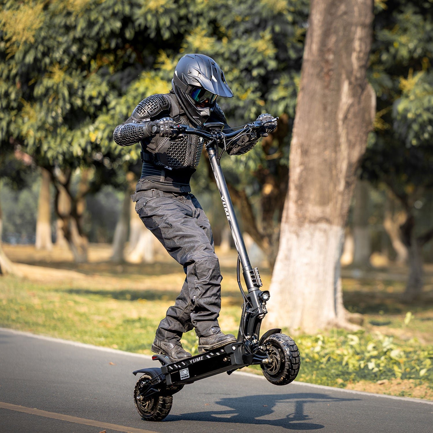 YUME Hawk electric scooter front quarter view