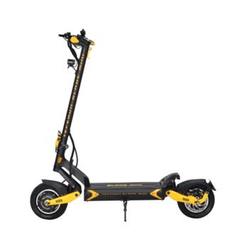 Teverun Blade Mini Ultra electric scooter in yellow and black, studio side view
