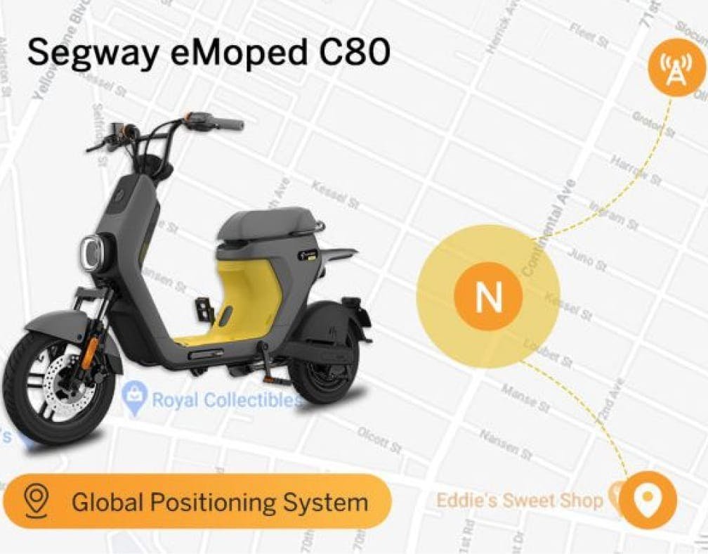 Segway eMoped C80 on a map with GPS positioning