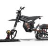 Riding’times GT electric motorbike in orange trim with the front sled and rear track fitted