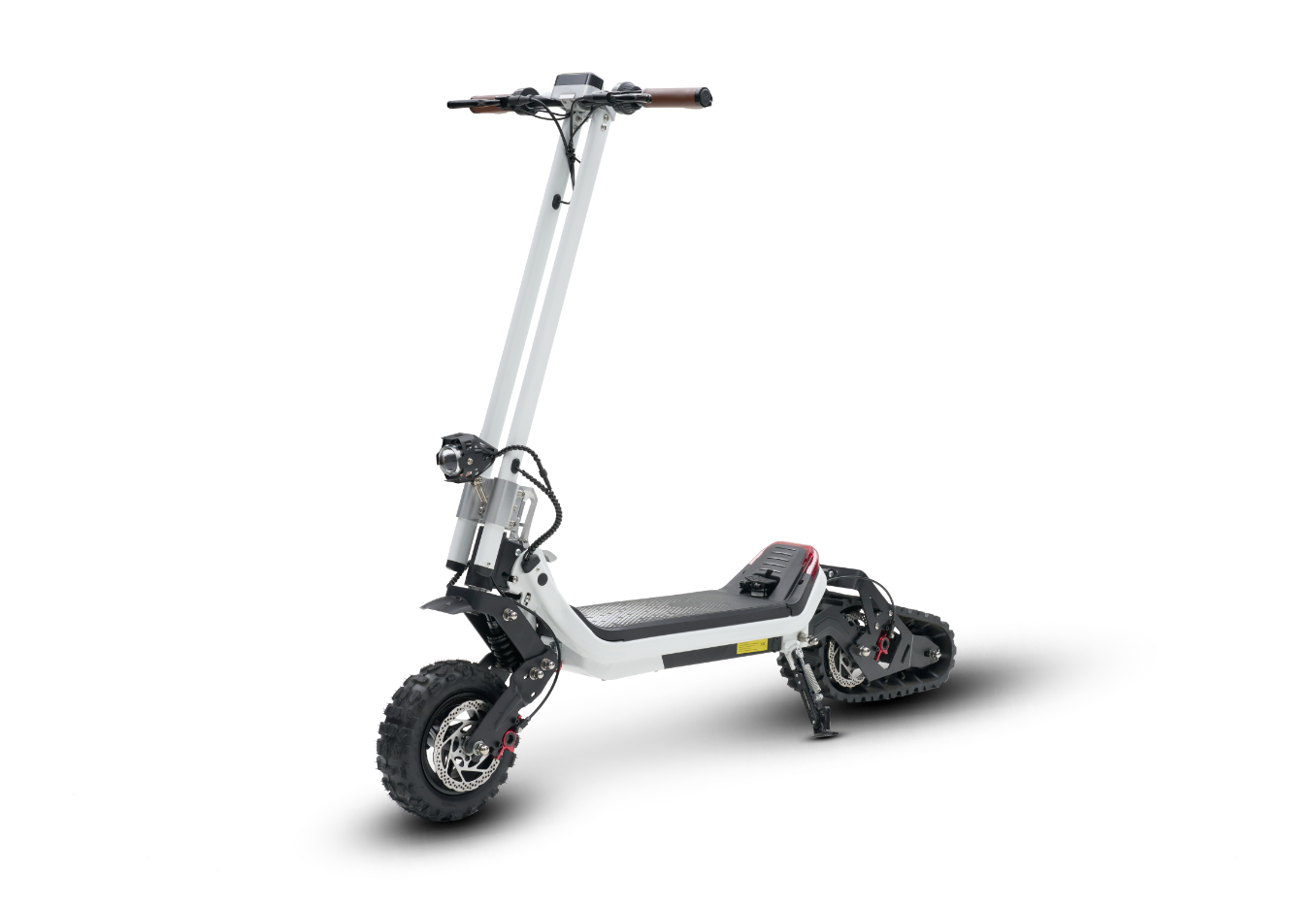 Riding’times G63 Convertible electric scooter studio view from the front quarter in all-terrain mode