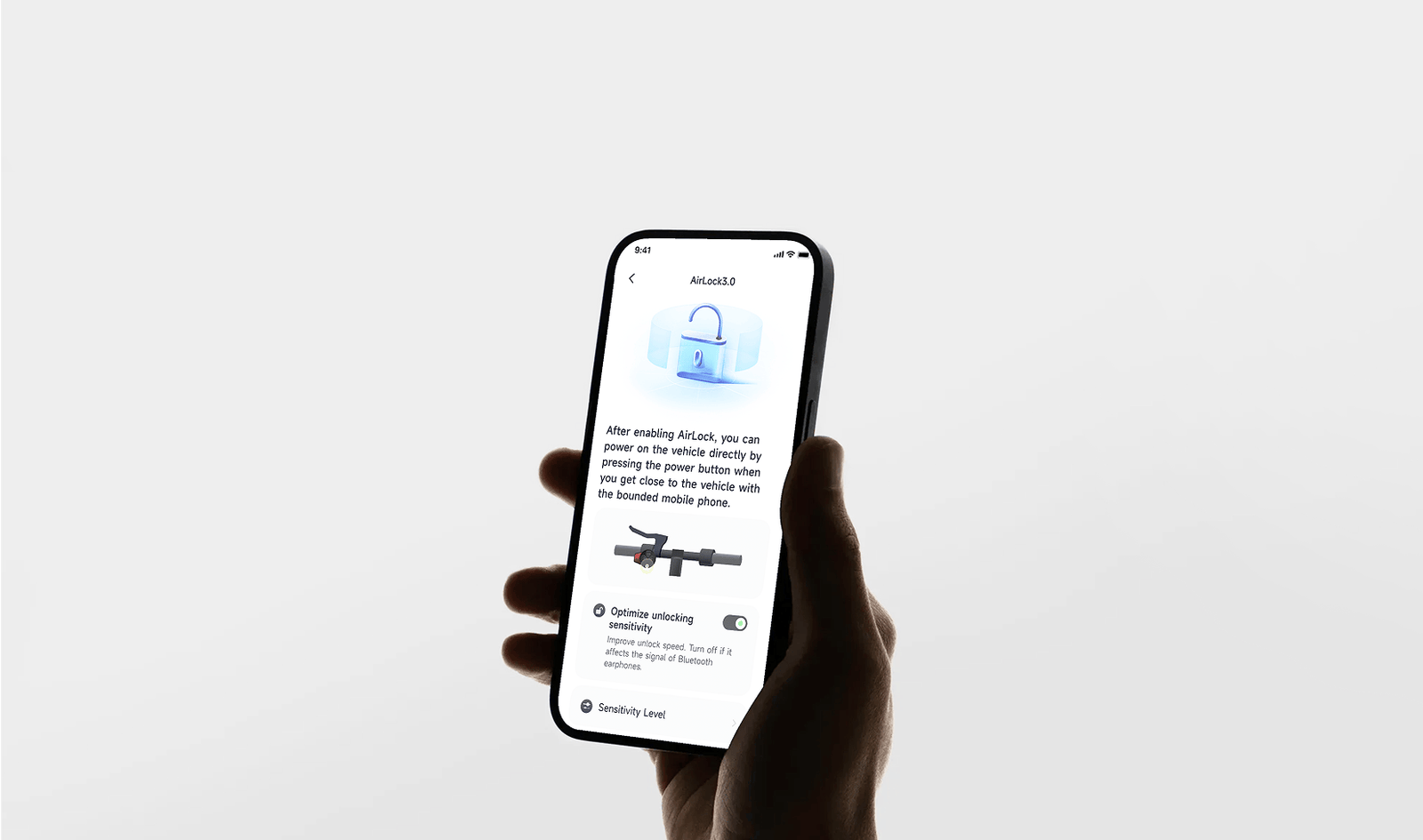 Segway Mobility App AirLock screen on a phone