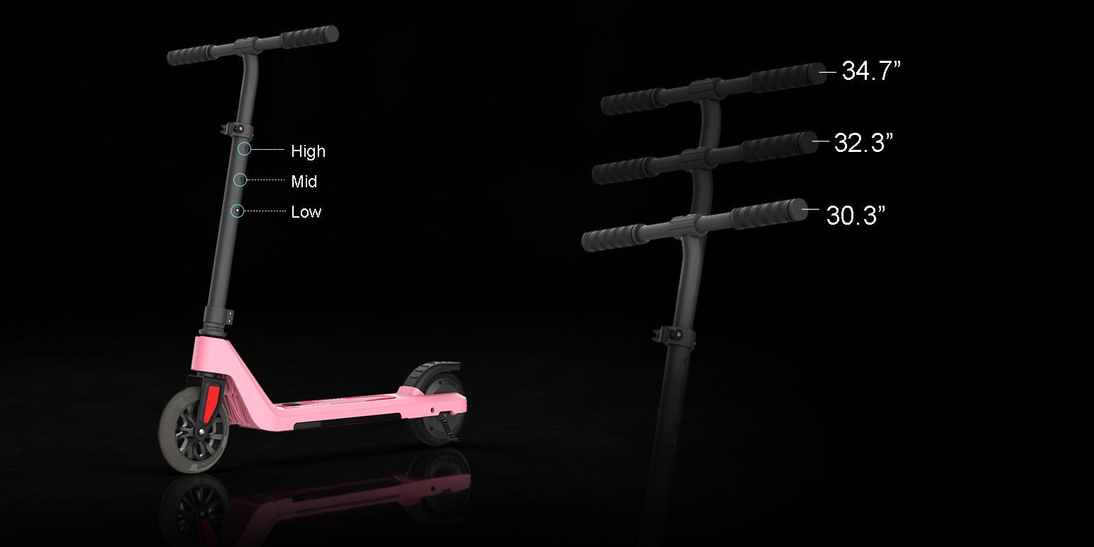Nanrobot K1 handlebar shown at its three lockable heights