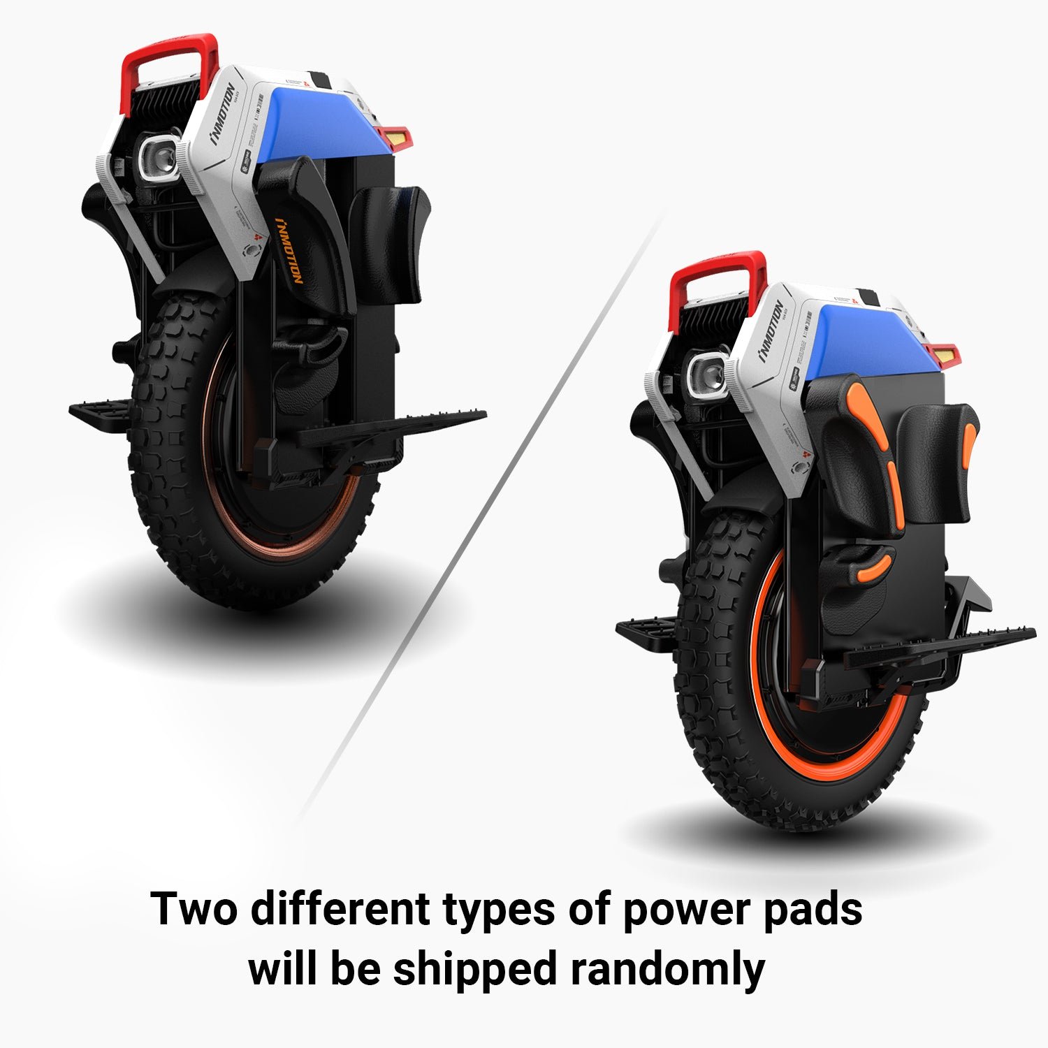 INMOTION art showing the two types of power pad shipped with the V14 PRO