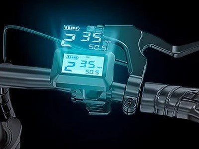 LED display and brake lever on the handlebar of the Hiboy ECOM 14 electric scooter