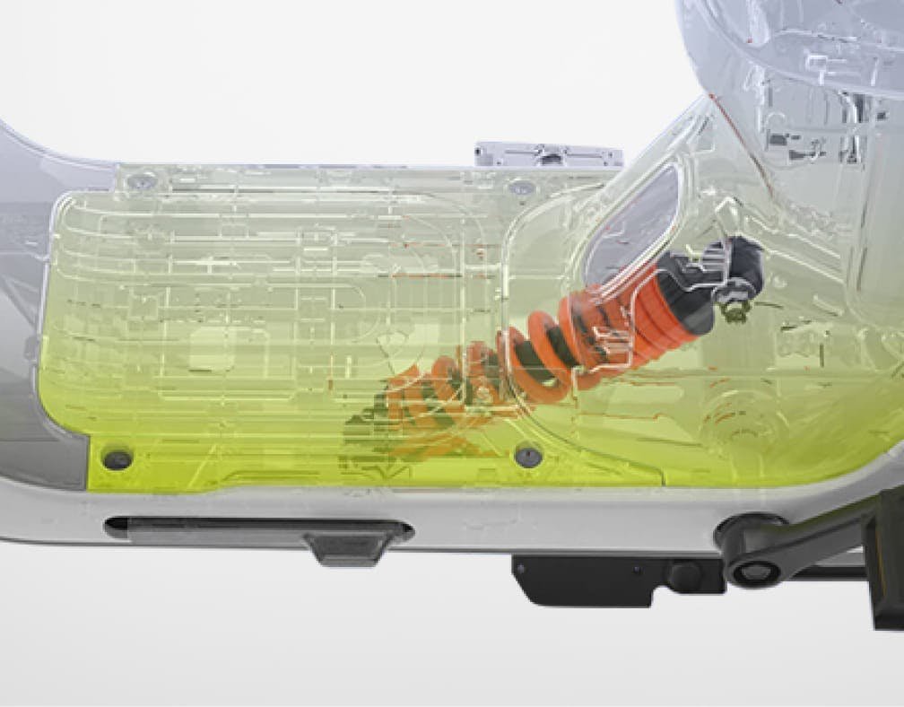 X-ray view of the two-stage central shock absorber on the Segway eMoped C80