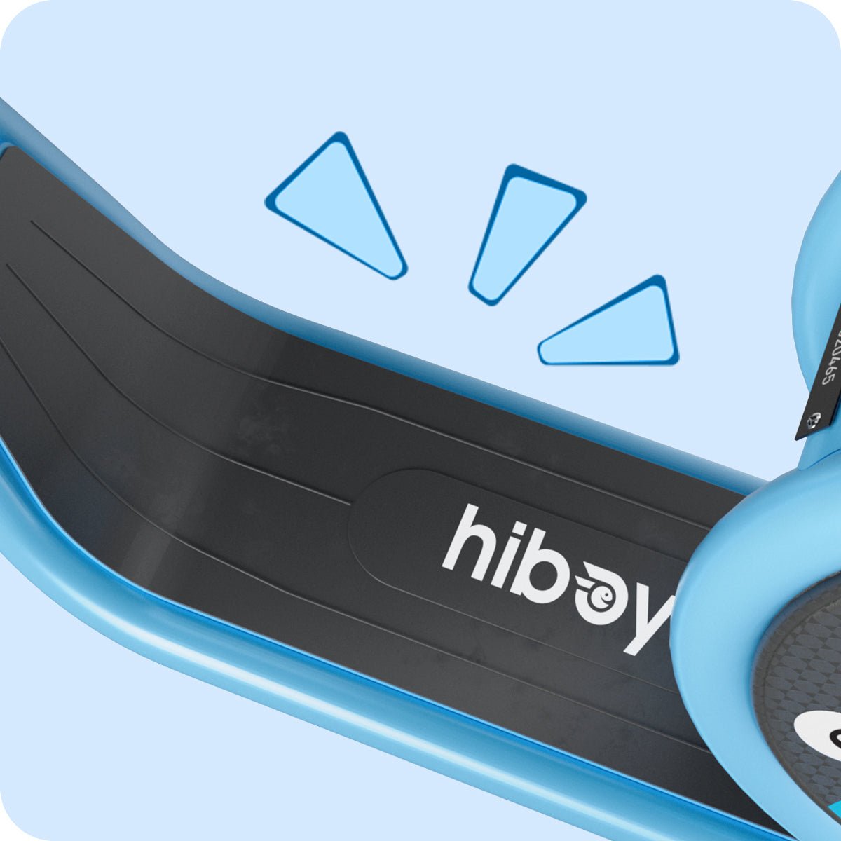 Textured rubber deck of the blue Hiboy Joy Haul kids electric scooter