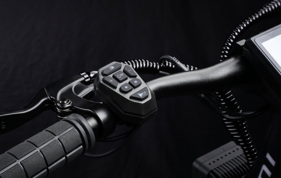 Left handlebar controls of the Teverun Blade Mini Pro electric scooter